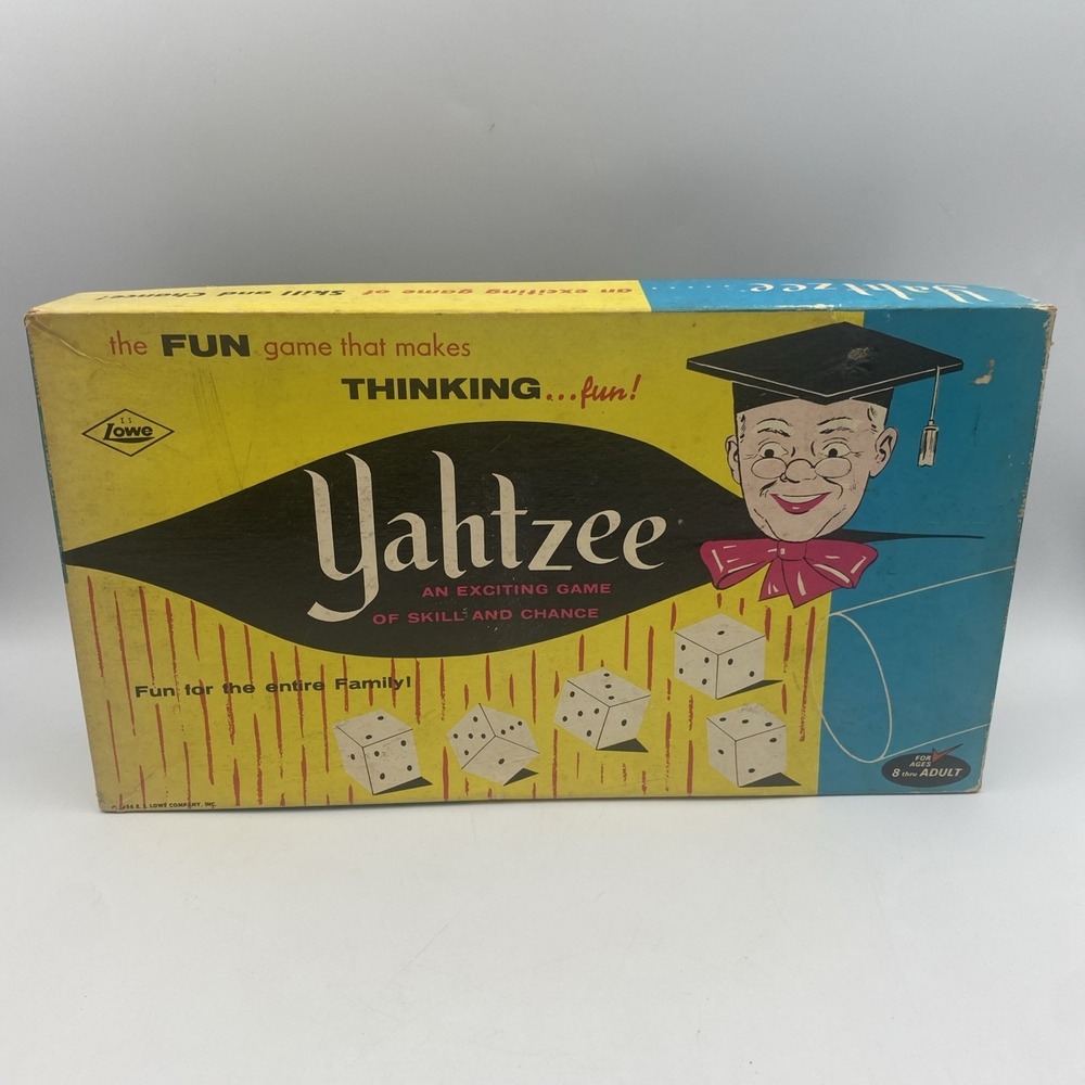 1956 Yahtzee E.S. Lowe Company No 950 Replacement Box Empty Vintage Board‎ Games
